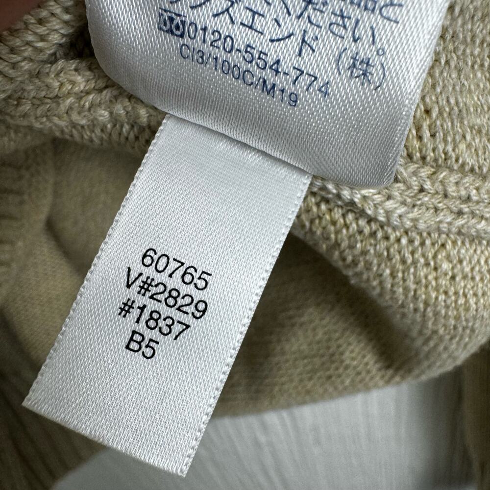 Lands' End Collared V-Neck Sweater Tan Youth Large 14-16 Preppy 100% Cotton - Picture 4 of 8